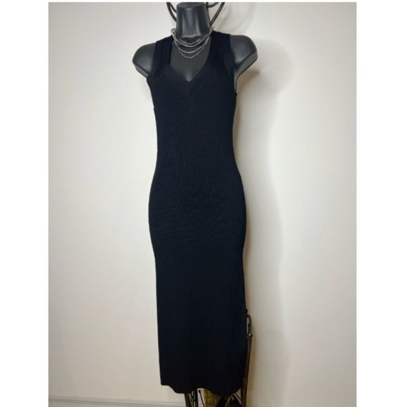 NWT Michael Kors Womens Ribbed Knit Sleeveless Sweater Dress Size S Black - Picture 3 of 7